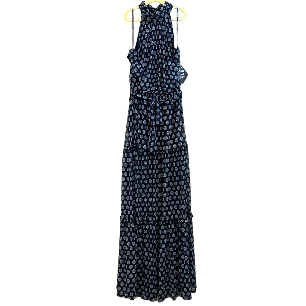 Kate & Lily Women’s Sleeveless High Neck Chiffon Tiered Maxi Dress NWT